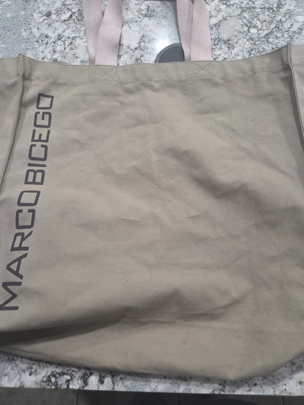 Marco Bicego Tan Canvas Tote with Pink Handles - Picture 2 of 3